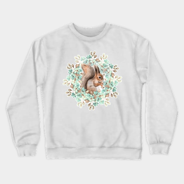 Squirrel and flowers Crewneck Sweatshirt by Gribanessa